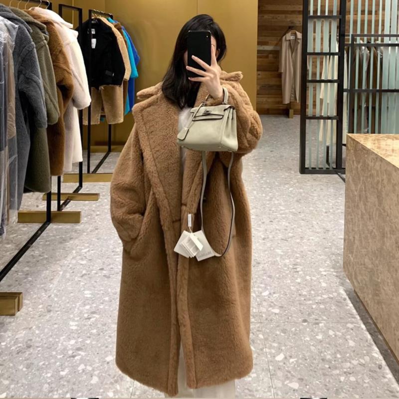 M家Teddy廓形泰迪熊大衣冬季中长款颗粒外套女双面呢大衣气质