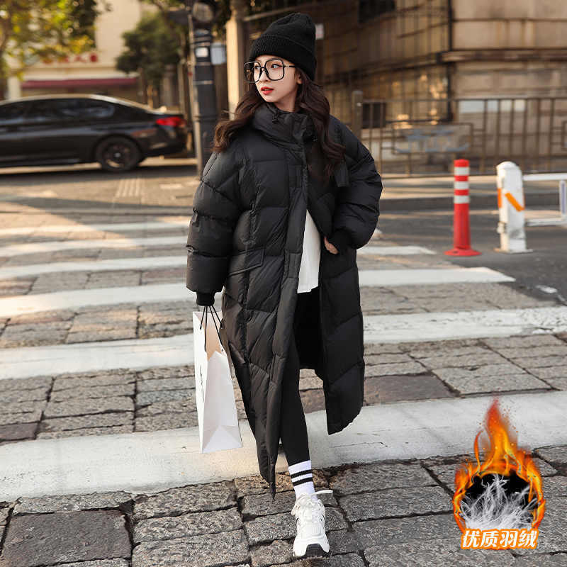 女童长款羽绒服冬季新款2024女大童韩版外套初中女生12到15岁冬装