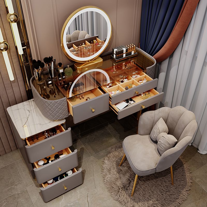 轻奢实木梳妆台现代简约新款网红ins风化妆台卧室化妆桌收纳一体.
