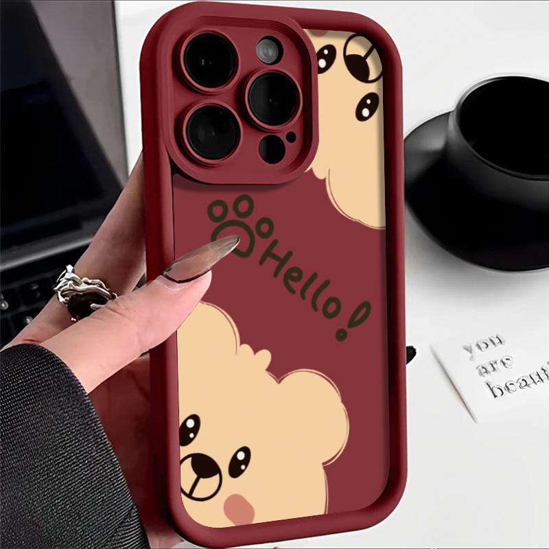 hello萌熊适用苹果苹果小米oppovivo华为适用iPhone12/13/15软壳