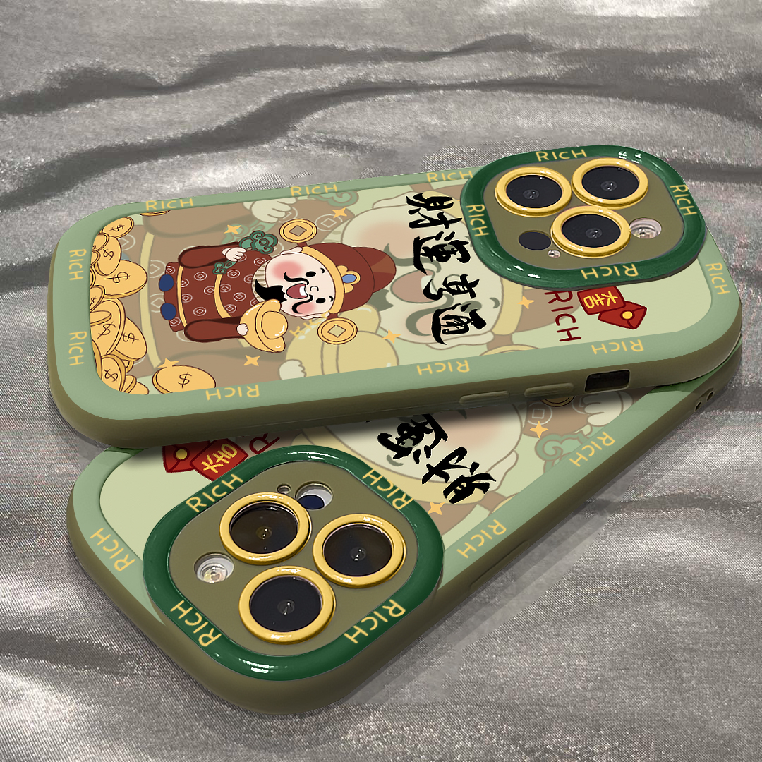 财运享通泡芙壳适用于苹果15手机壳iphone13/14promax防摔12/11女