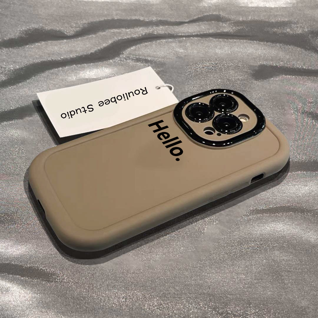 简约hello泡芙壳适用苹果15手机壳iphone13/14promax防摔12/11女