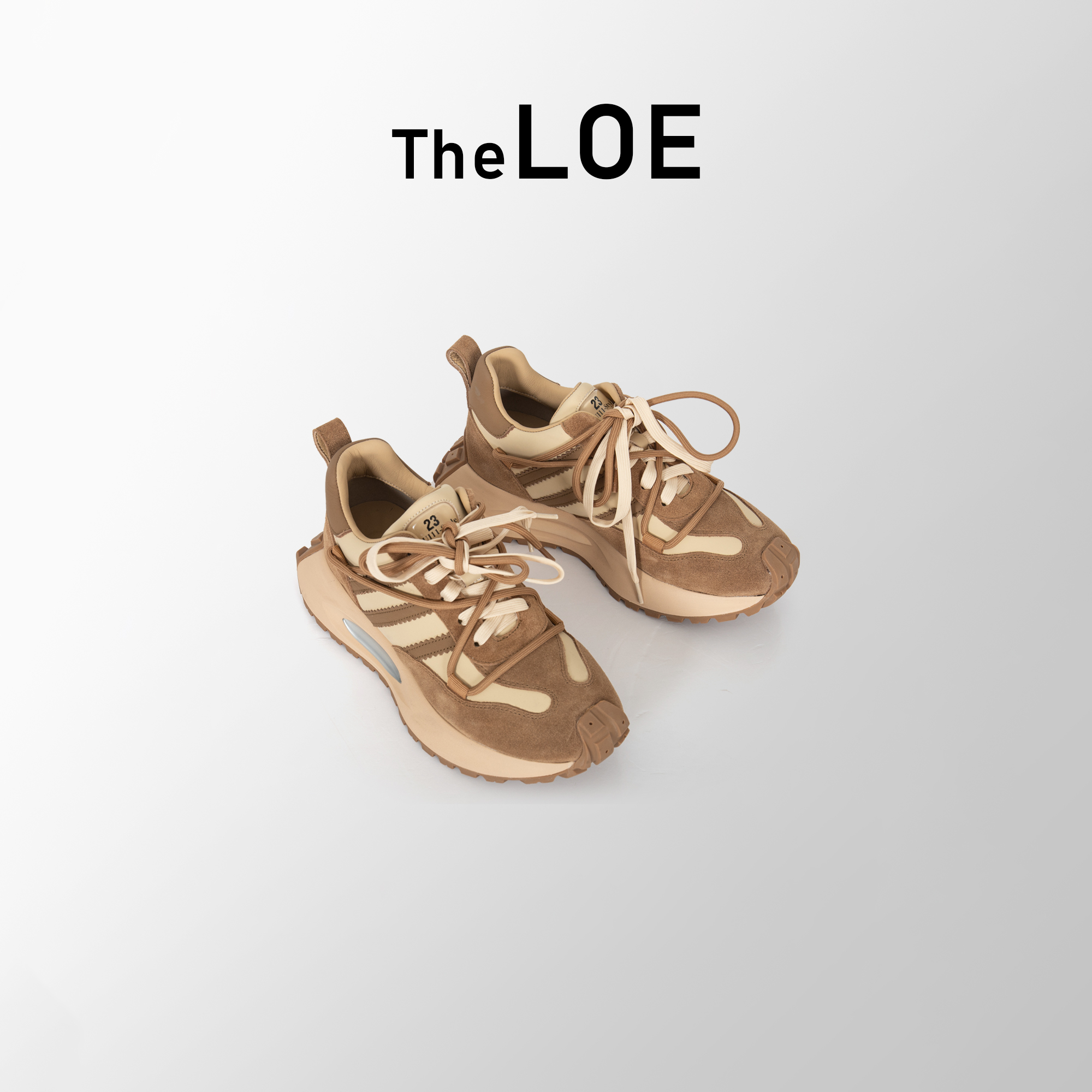 TheLOE/牛皮+绒布鞋面拼色鞋带气质阿甘鞋#LE-003