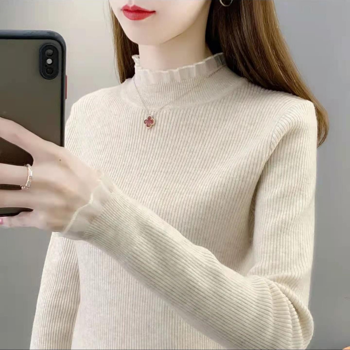 【Z】毛衣女士打底衫秋装新款2023年洋气半高领针织衫修身内搭长袖1