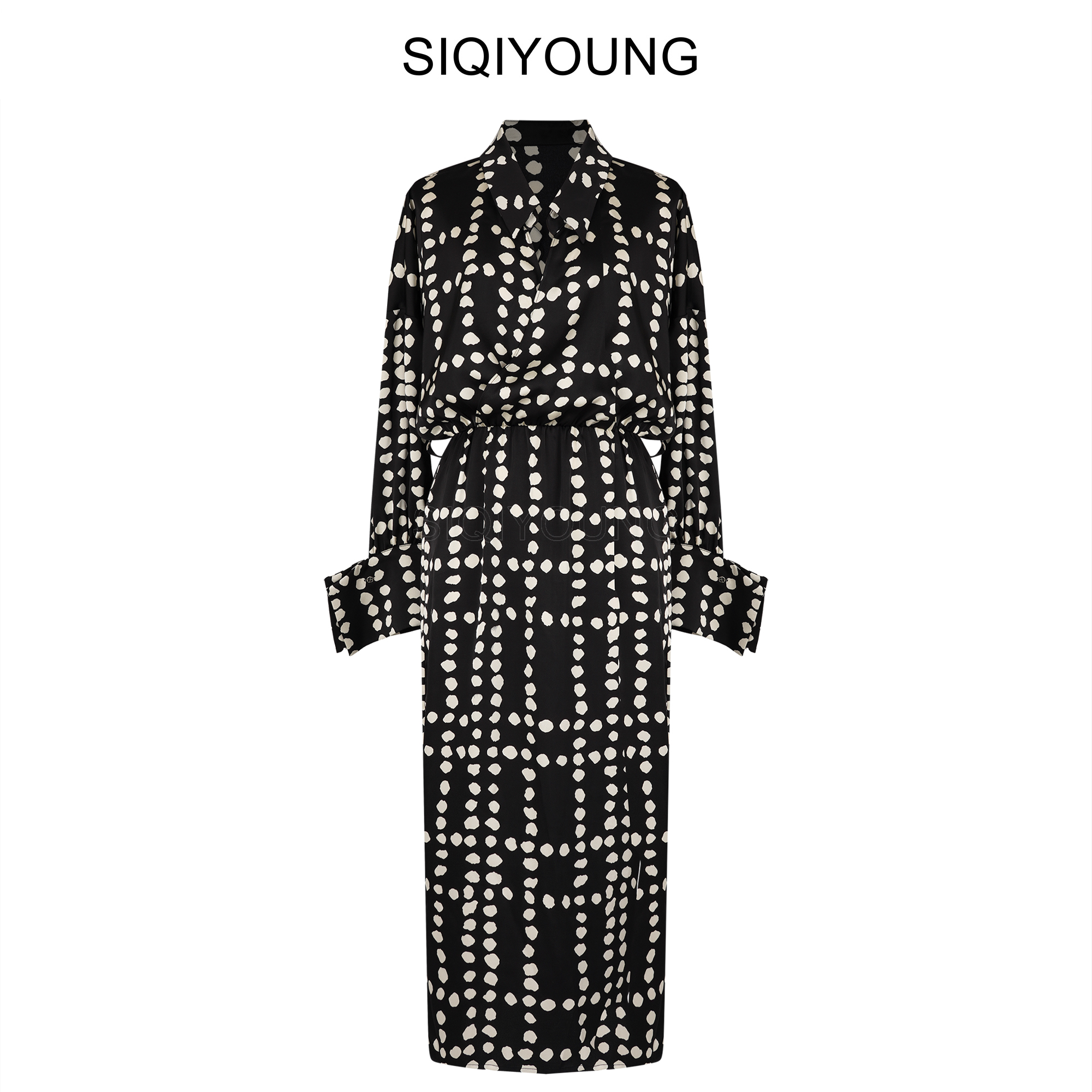 SIQIYOUNG【Maggie精选】复古波点交叠连衣裙