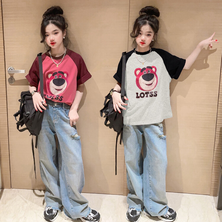 女童夏季套装2024新款韩版卡通动漫印花6岁-12岁15岁中大童两件套