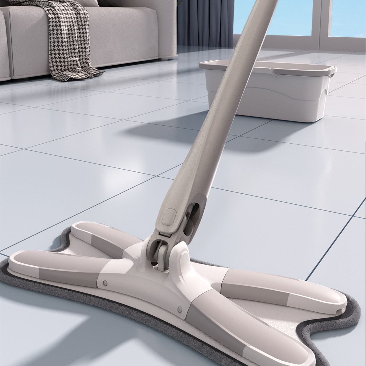 免手洗蝴蝶夹拖把干湿两用拖布木地板懒人拖把平板旋转拖地一拖净