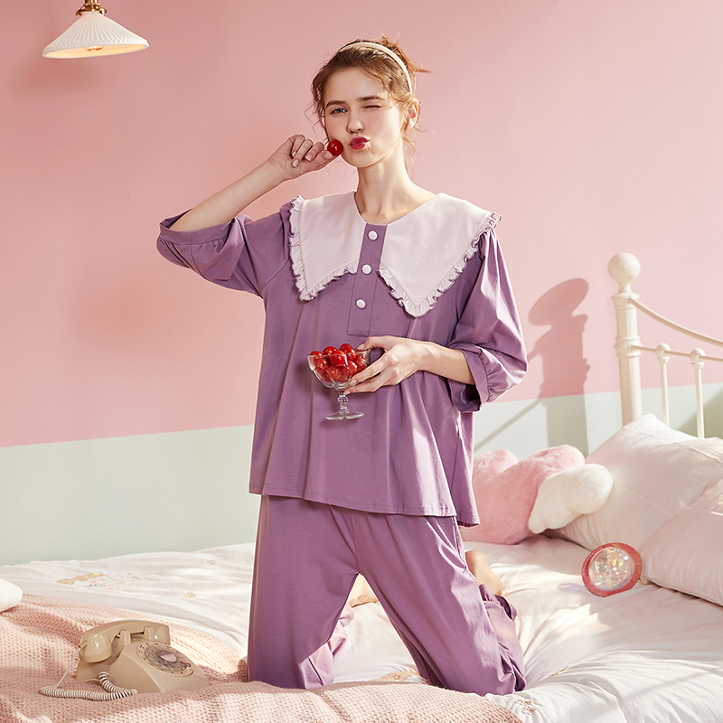 安之伴公主风长袖睡衣女春秋休闲显瘦家居服可外穿82231722342