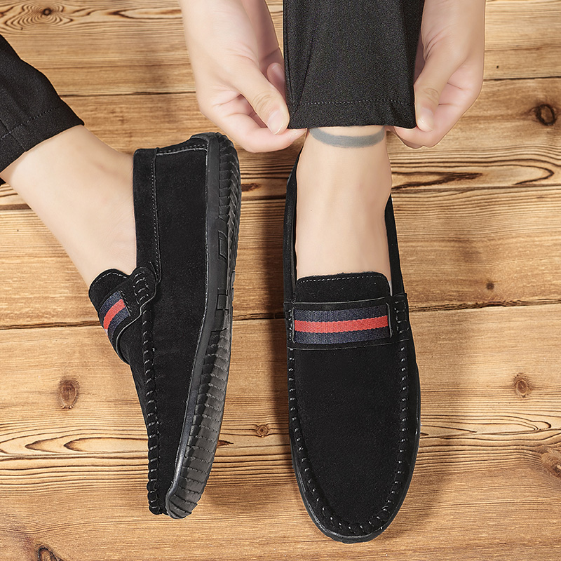 男士新款豆豆鞋休闲一脚蹬男鞋懒人透气软底潮鞋韩版潮流百搭男鞋