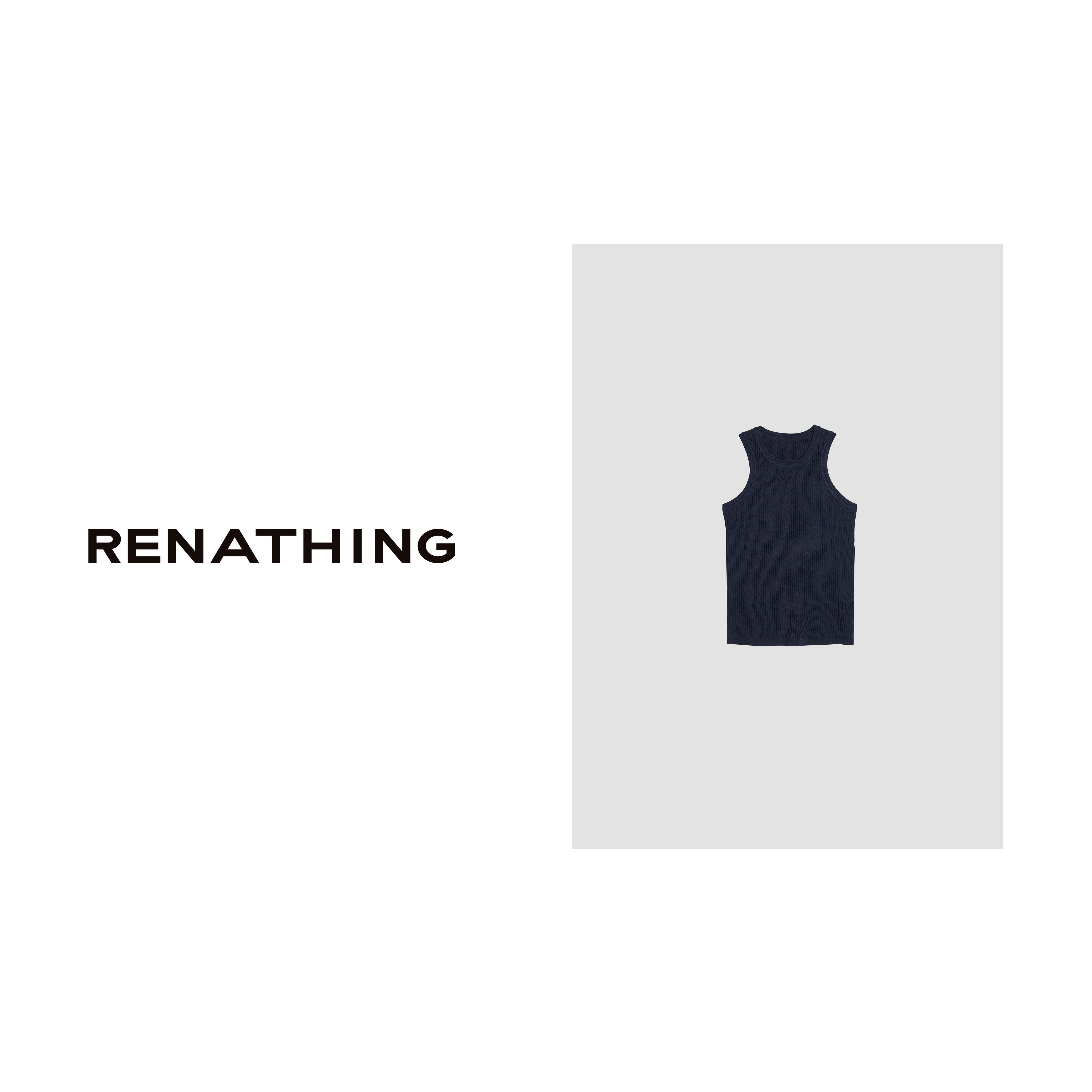 【RENATHING】藏蓝色抽条针织背心