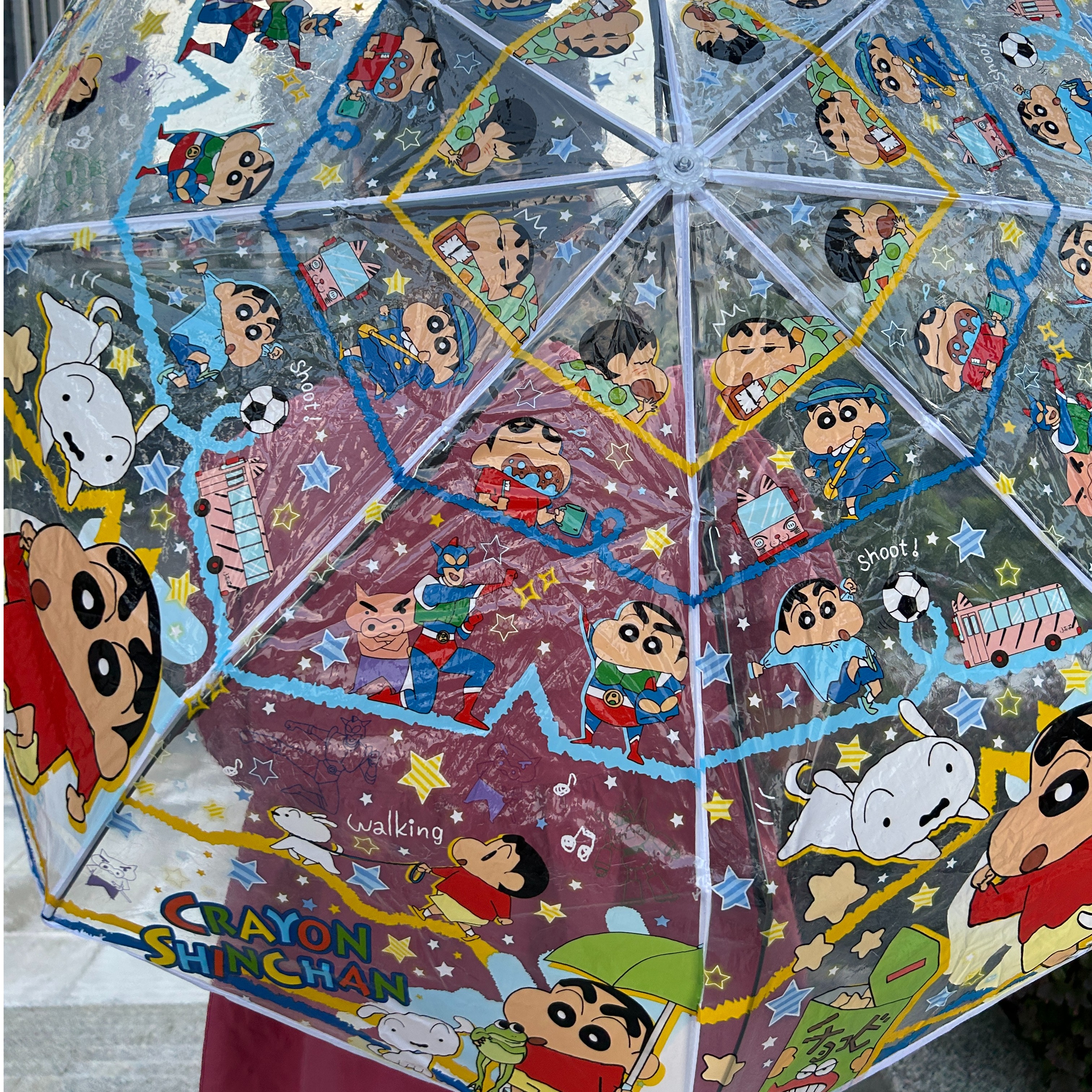 透明雨伞蜡笔小新个性防雨全自动加厚儿童长柄伞卡通可爱折叠雨伞
