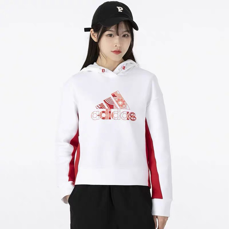 Adidas阿迪达斯卫衣女装潮流运动连帽新年款印花时尚套头衫HC2798