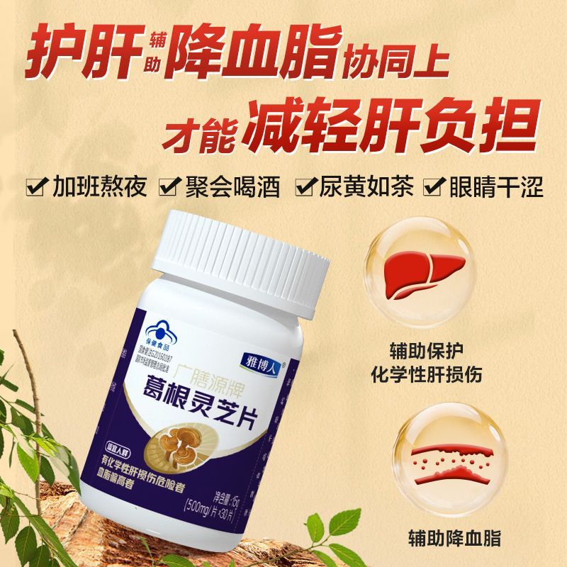 雅博人葛根灵芝护肝片喝酒熬夜应酬李时珍养生保健品口服护肝片
