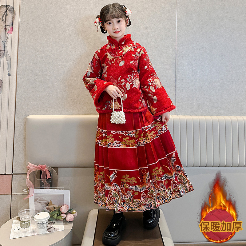 马面裙儿童女6-12岁小女孩古装汉服女童中国风唐装拜年服套装裙子