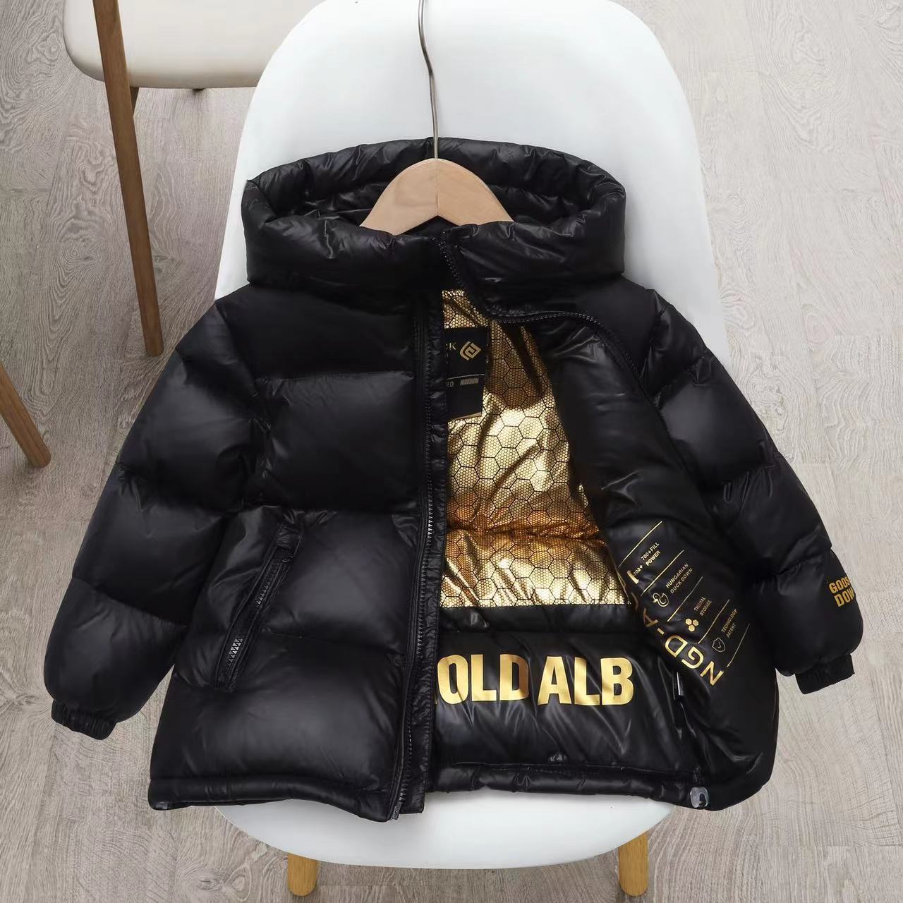 品质黑金羽绒服品质童装女童亲子装男童中长款白鸭绒加厚8-12儿童
