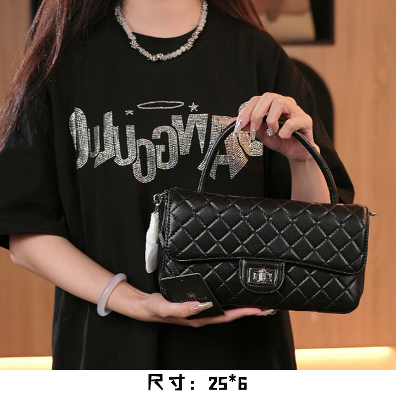 【英柏甄选】8596  黑色 然与纯小众设计感时尚单肩包复古百搭女包