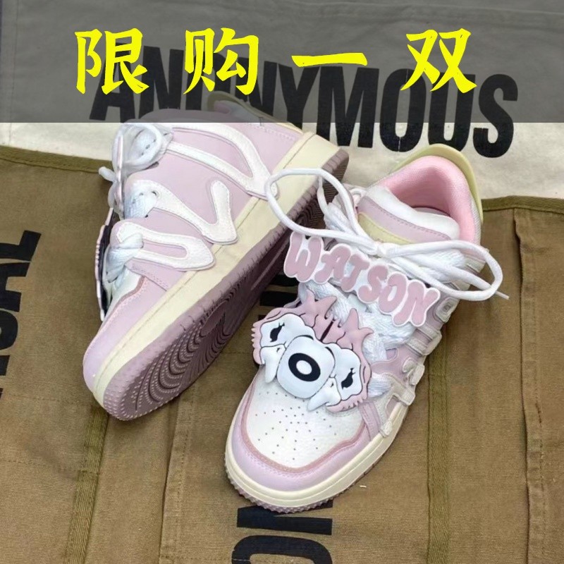 红蜻蜓牌炸街款面包鞋ins潮小众百搭休闲鞋高街款字母港风鞋子
