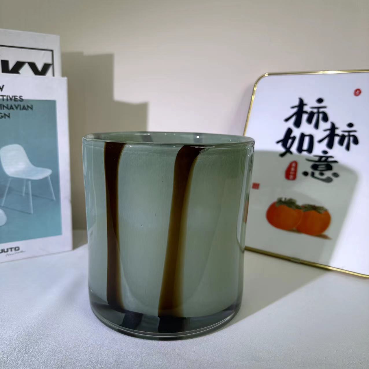 [HC-004]绿色豹纹笔筒盆栽花器