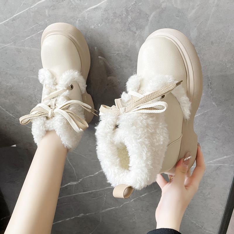 皇家红蜻蜓加绒马丁靴女秋冬保暖2023年新款厚底小个子增高短靴短