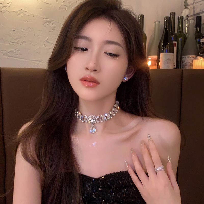 流浪月光~巴洛克闪钻项链女2023新轻奢小众高级感水钻颈链锁骨链