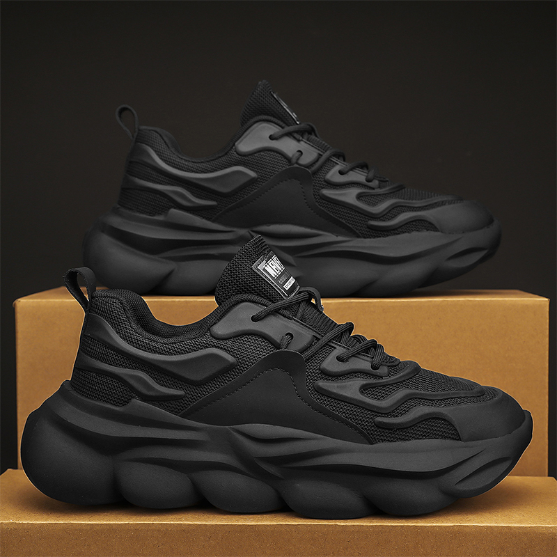 回力瑞冬季男鞋2023新款秋季透气黑色内增高休闲老爹鞋运动鞋厚底