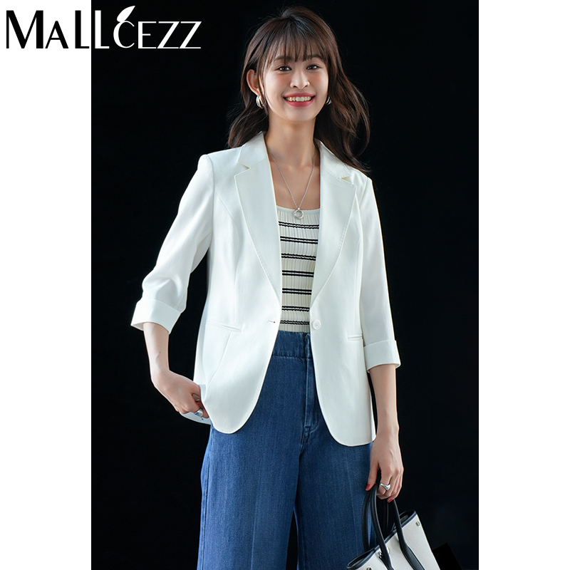 mallcezz/麦呈【小费班长专享】一粒扣亮丝收腰休闲女式外套23AU033