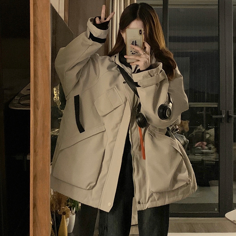 工装棉服女冬季冲锋衣高级感宽松小个子棉衣外套保暖高街棉袄外套