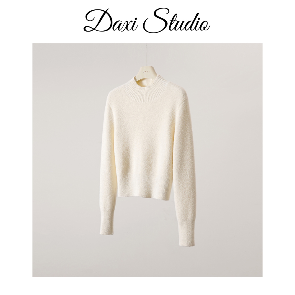 DX.DAXI【小年糕】半高圆领纯色毛衣女23秋冬高级感内搭打底针织衫