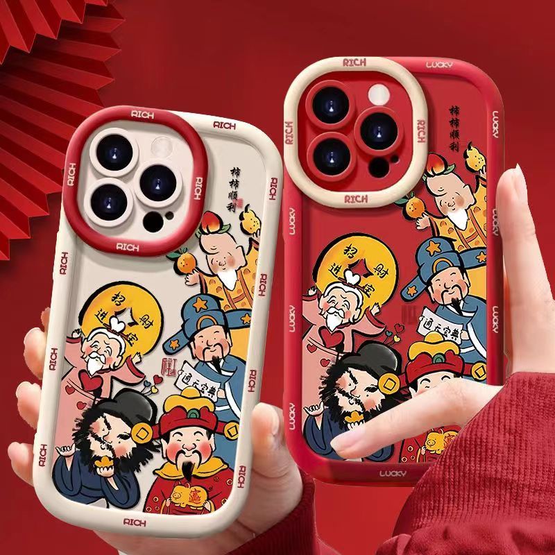 白框财神适用iphone13/14手机壳苹果15pro/12/11华为oppo小米vivo