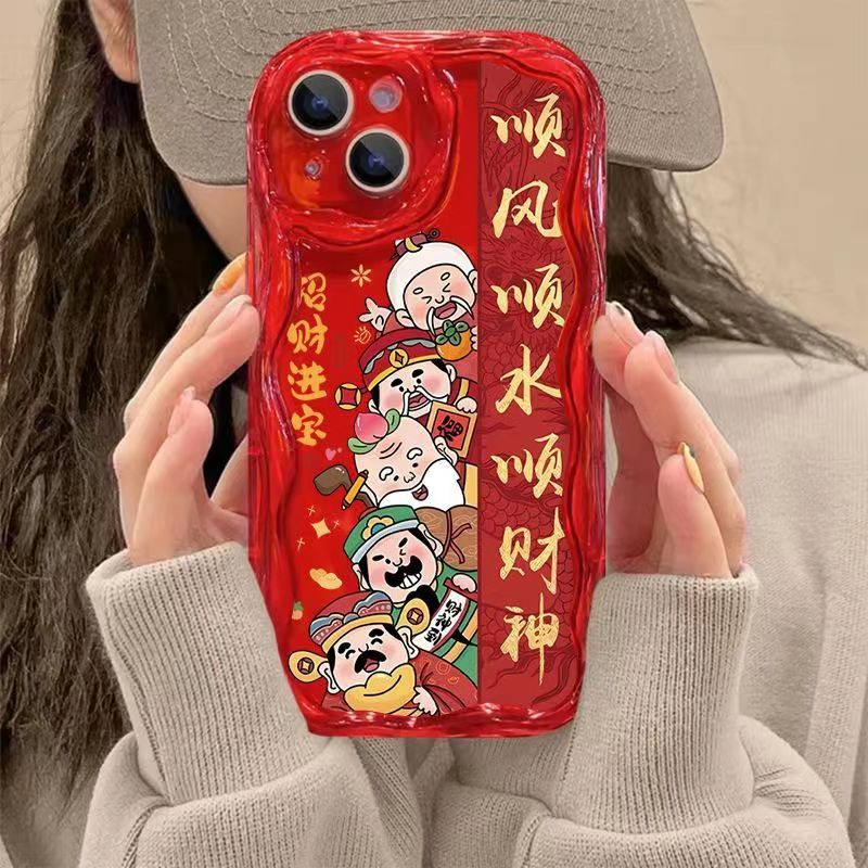 顺财神适用iphone13/14手机壳苹果15pro/12/11华为oppo小米vivo