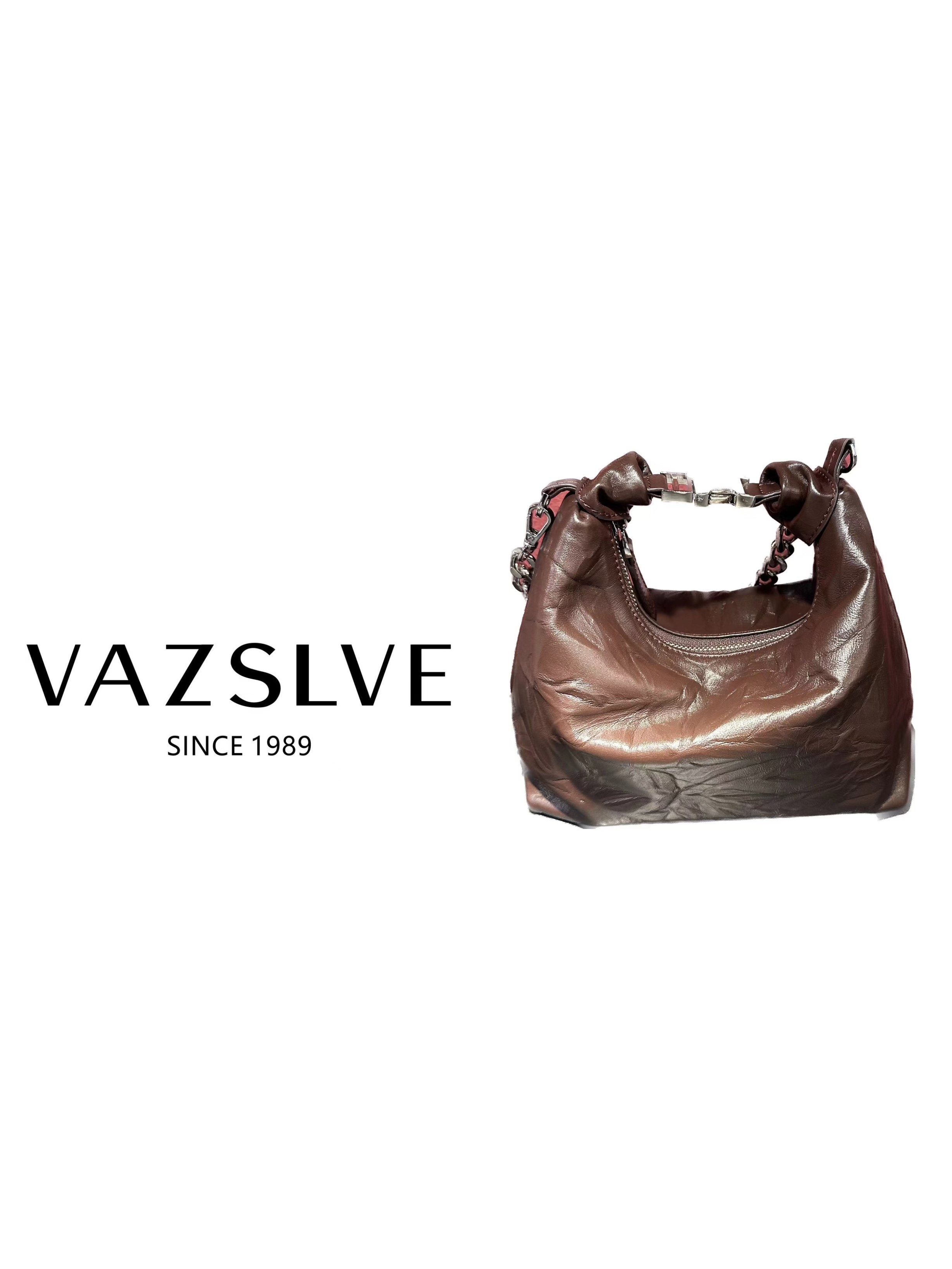 VAZSLVE/秋冬时尚复古轻奢小众斜挎精致斜挎包OS9135酒红色
