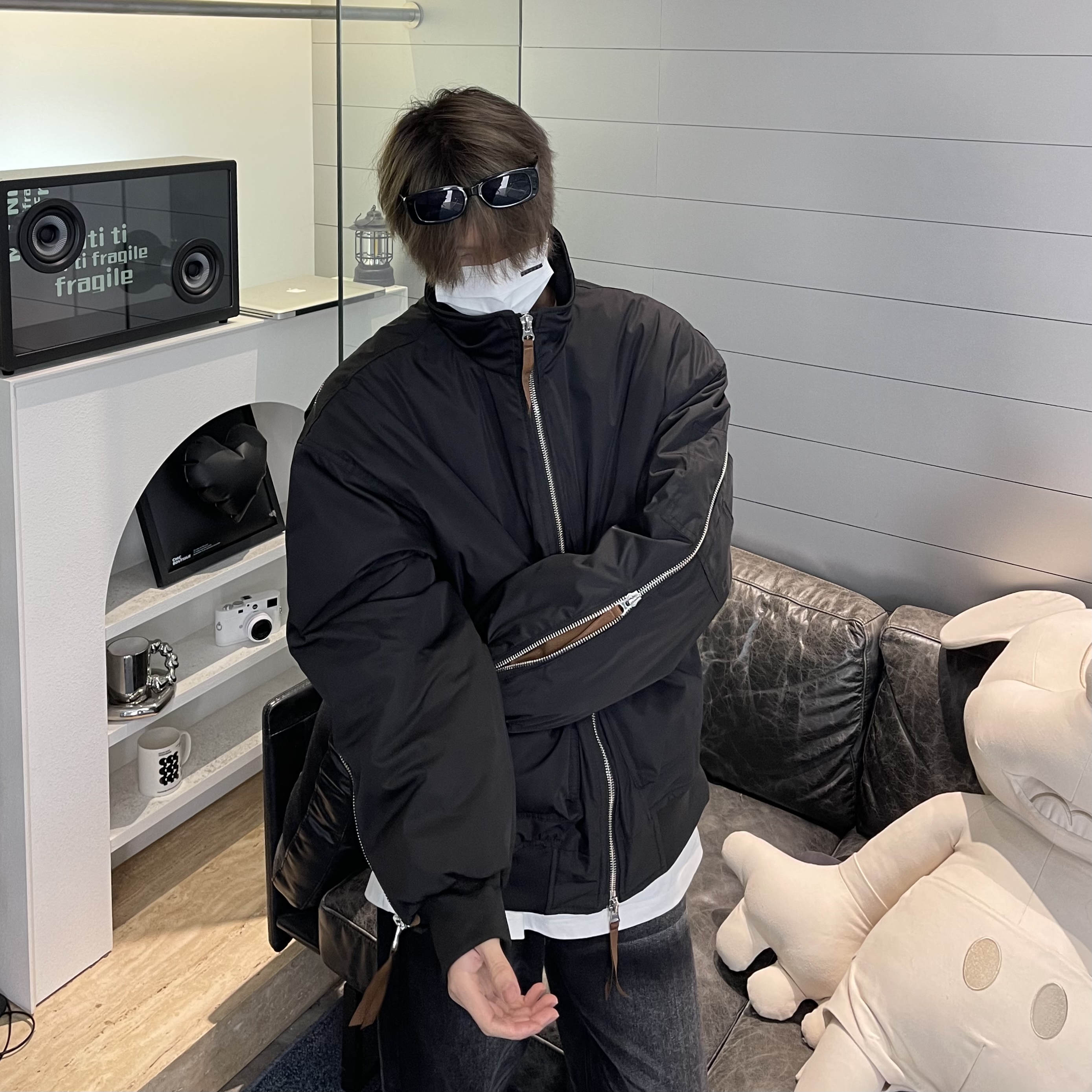 SUCHEN ins男士休闲宽松外套潮流加厚立领冬季飞行服棉衣 76-0819