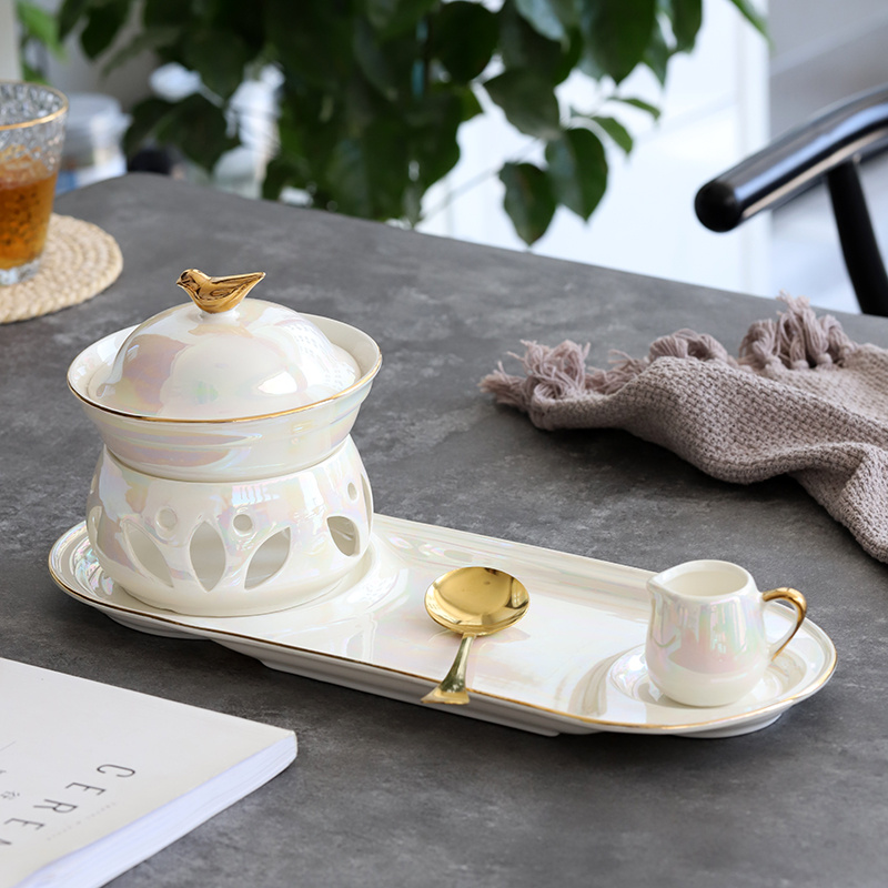 甜品碗燕窝碗轻奢燕窝盅带盖酒店餐厅会所小炖盅汤碗蒸蛋碗家用款