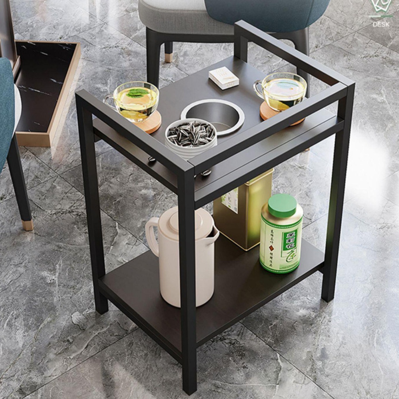 麻将茶几茶水架麻将桌小边几置物架棋牌室打牌可移动茶水桌客厅款