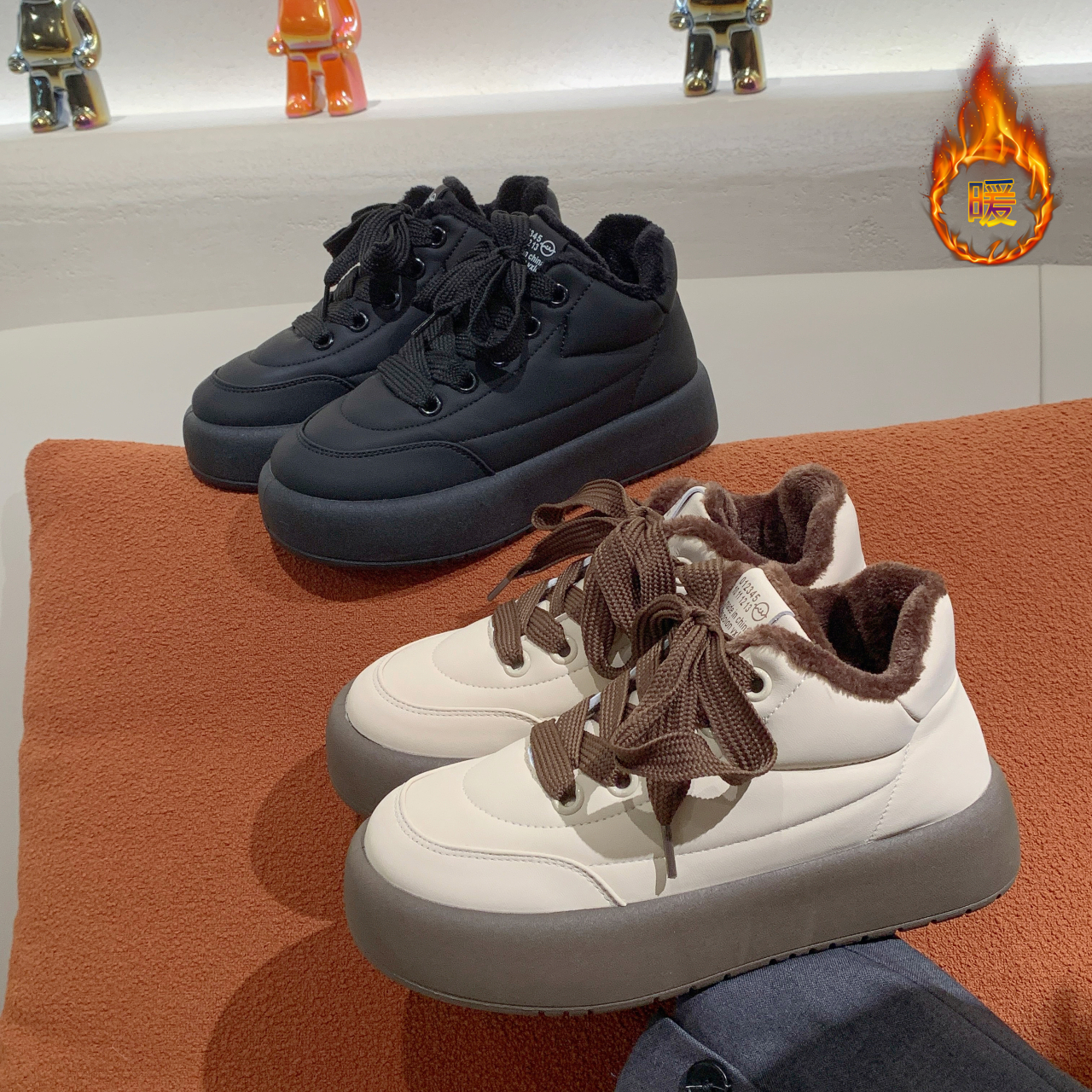 回力瑞高帮棉鞋女鞋加绒加厚保暖2023冬季款百搭雪地靴厚底运动鞋