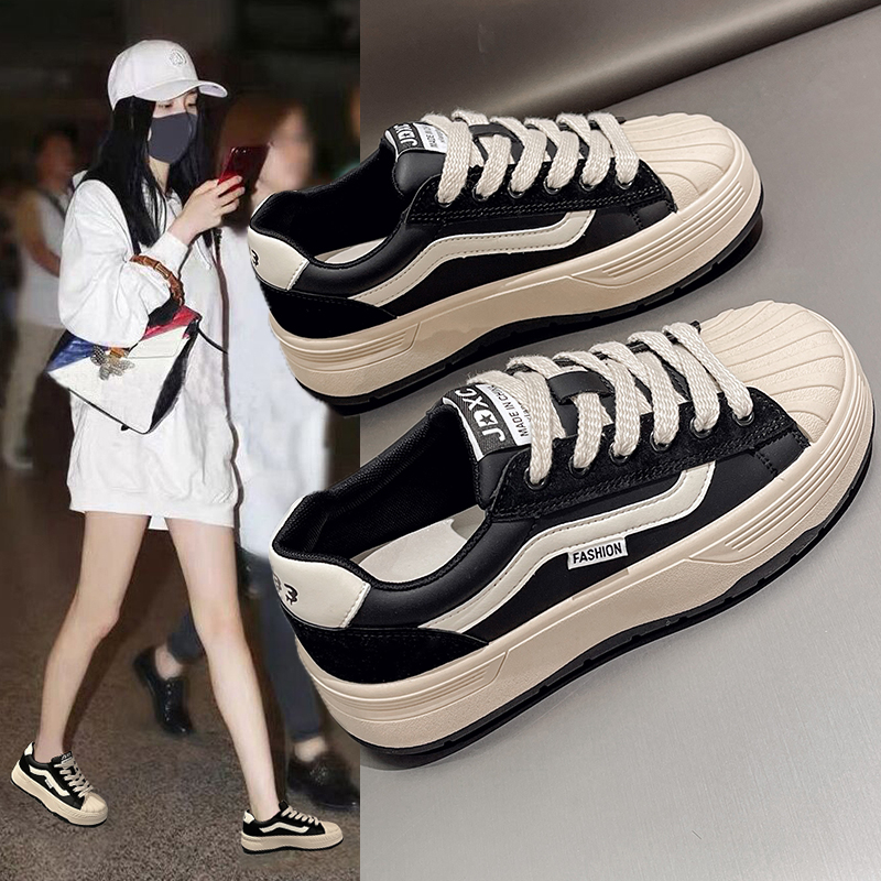 回力瑞厚底休闲贝壳头板鞋女2023秋季新款韩版百搭系带休闲运动鞋