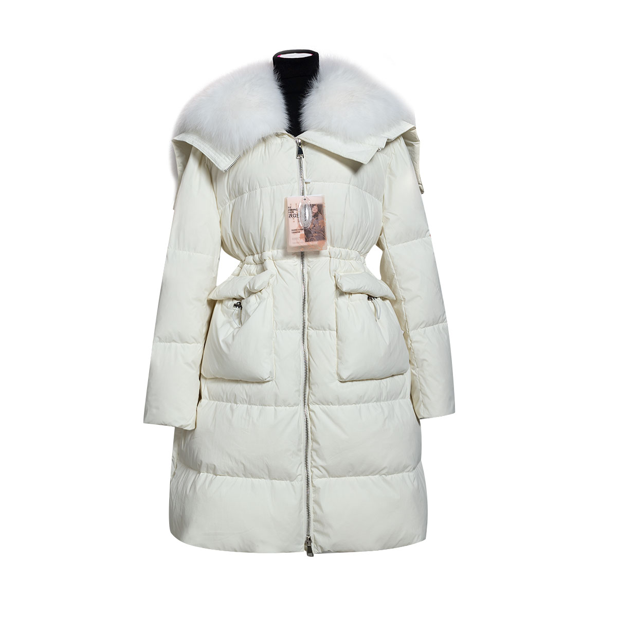 【天使之翼】90白鸭绒狐狸大毛领羽绒服中长款23新款时尚保暖外套冬