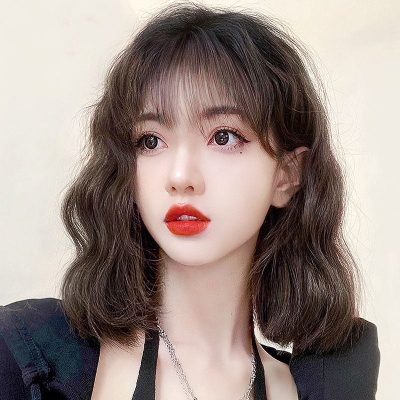 假发女短发真发全真人发整顶卷发全头套式长发自然减龄锁骨假发套