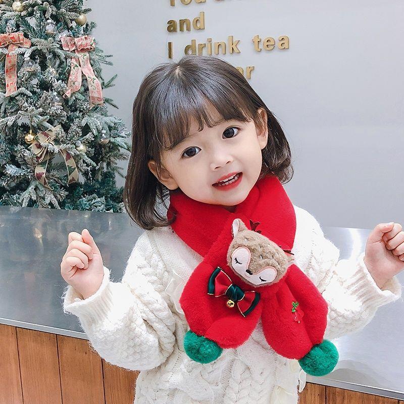 【勿中差P反1】儿童围巾秋冬季圣诞麋鹿围巾女宝仿兔毛保暖卡通围脖