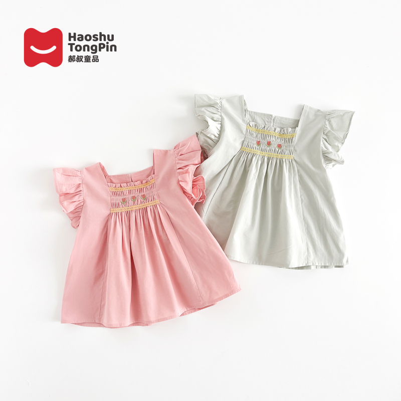 郝叔童品HN4243夏季新款女宝宝儿童娃娃衫2024时尚洋气小女孩上衣