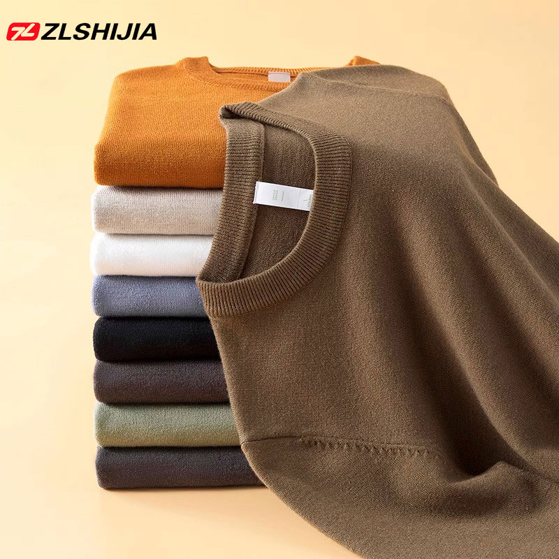 战狼世家慵懒风长袖毛衣男士秋冬季加厚款纯色高档半高领打底衫男