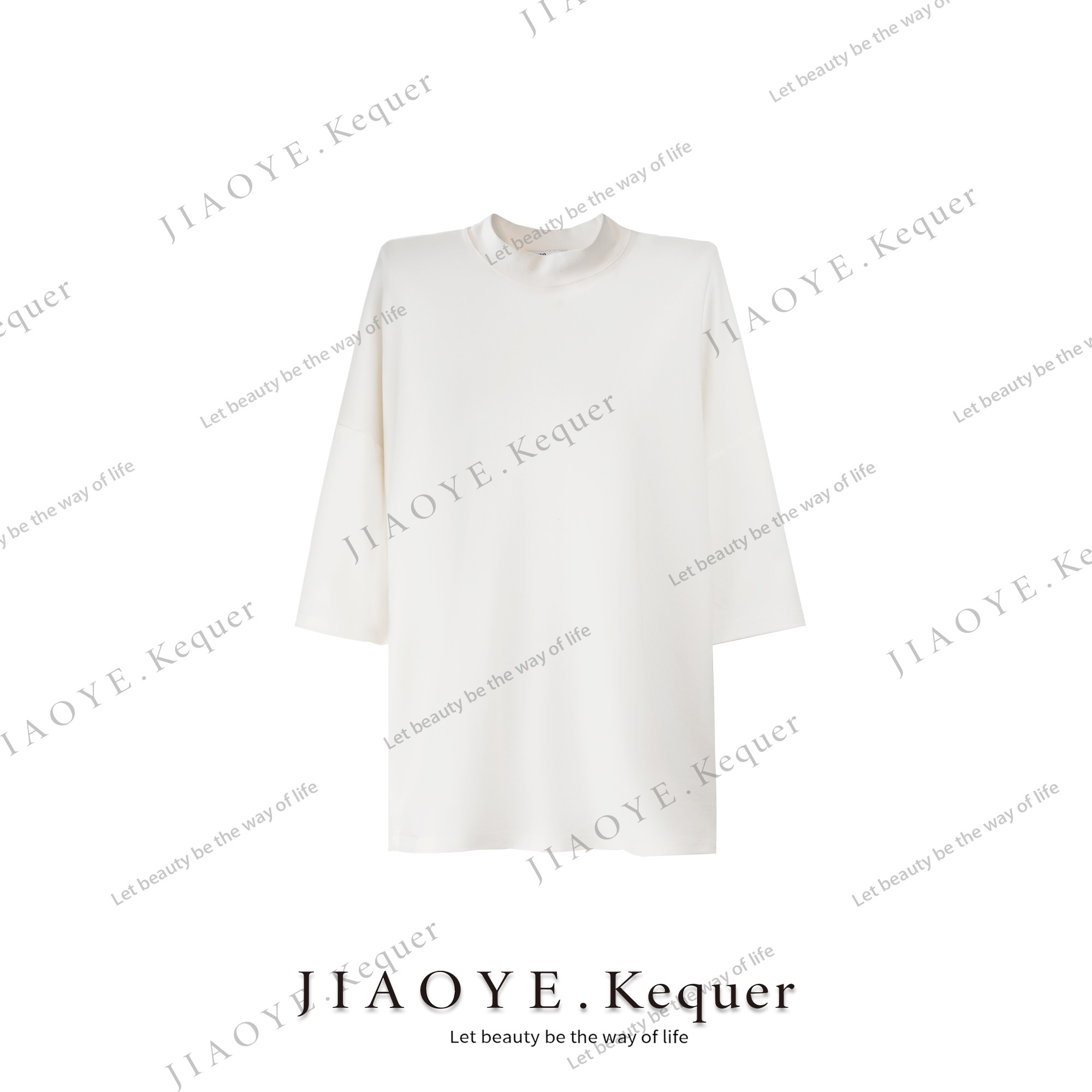 姣爷可趣儿 夏季五分袖短袖t恤女士圆领宽松潮牌 K230209TX-Az689