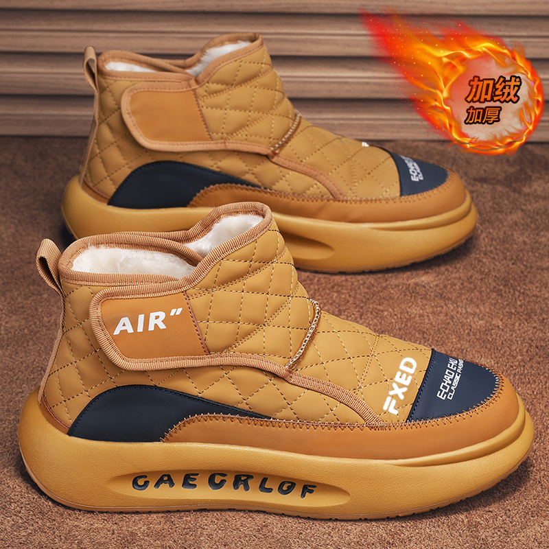 回力瑞111男士2023新款加绒加厚切尔西一脚蹬厚底保暖高帮棉鞋