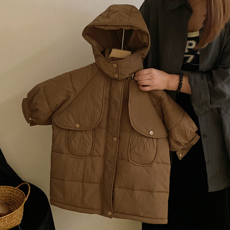 R23666冬季新款加厚保暖防风宽松棉服女童复古潮范休闲外套面包服