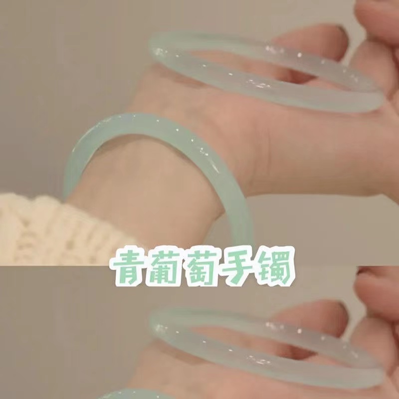 复古个性百搭玻璃仿玉叮当镯细条手镯古风汉服配件少女禁步环手镯
