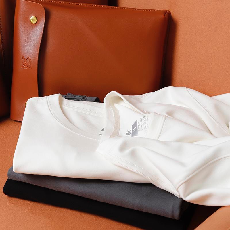 高端定制皮质包装 第三代水柔棉男士纯色圆领长袖T恤SS2218