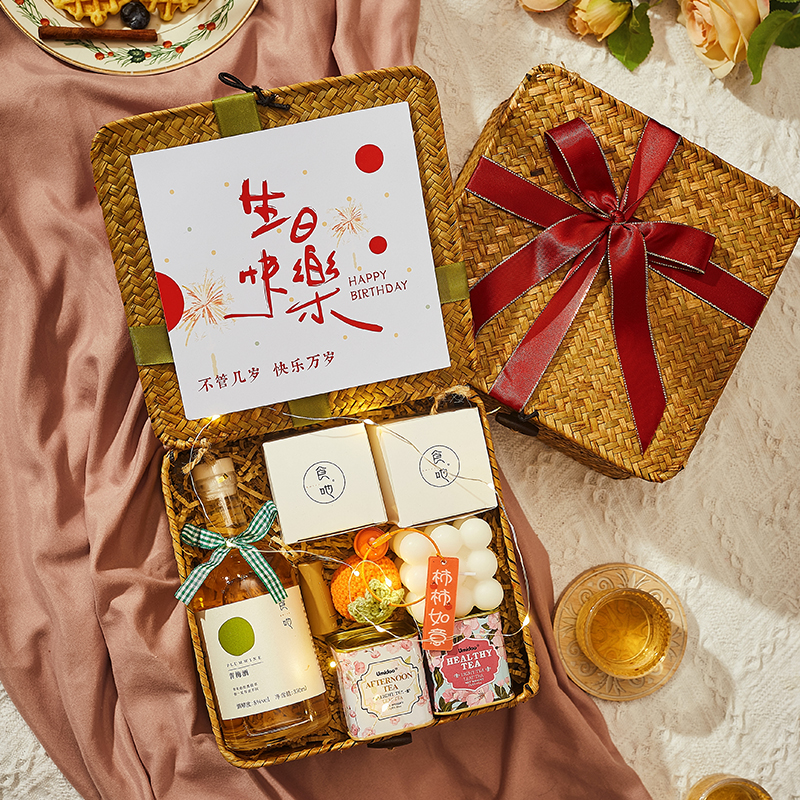 食吔定制微醺果酒草编盒送闺蜜朋友生日礼物小众高级实用果酒礼盒