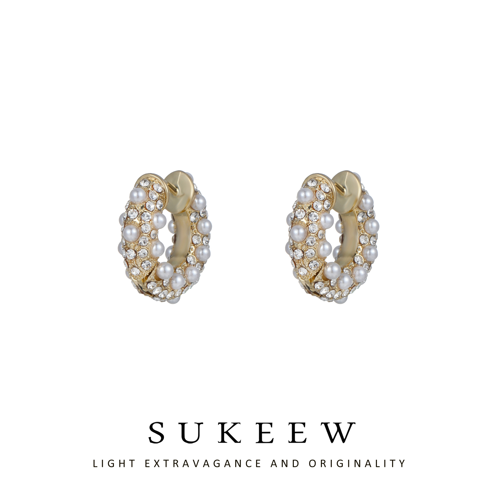 SUKEEW/酥可 铜合金 轻奢气质百搭珠珠耳环102806五金女孩