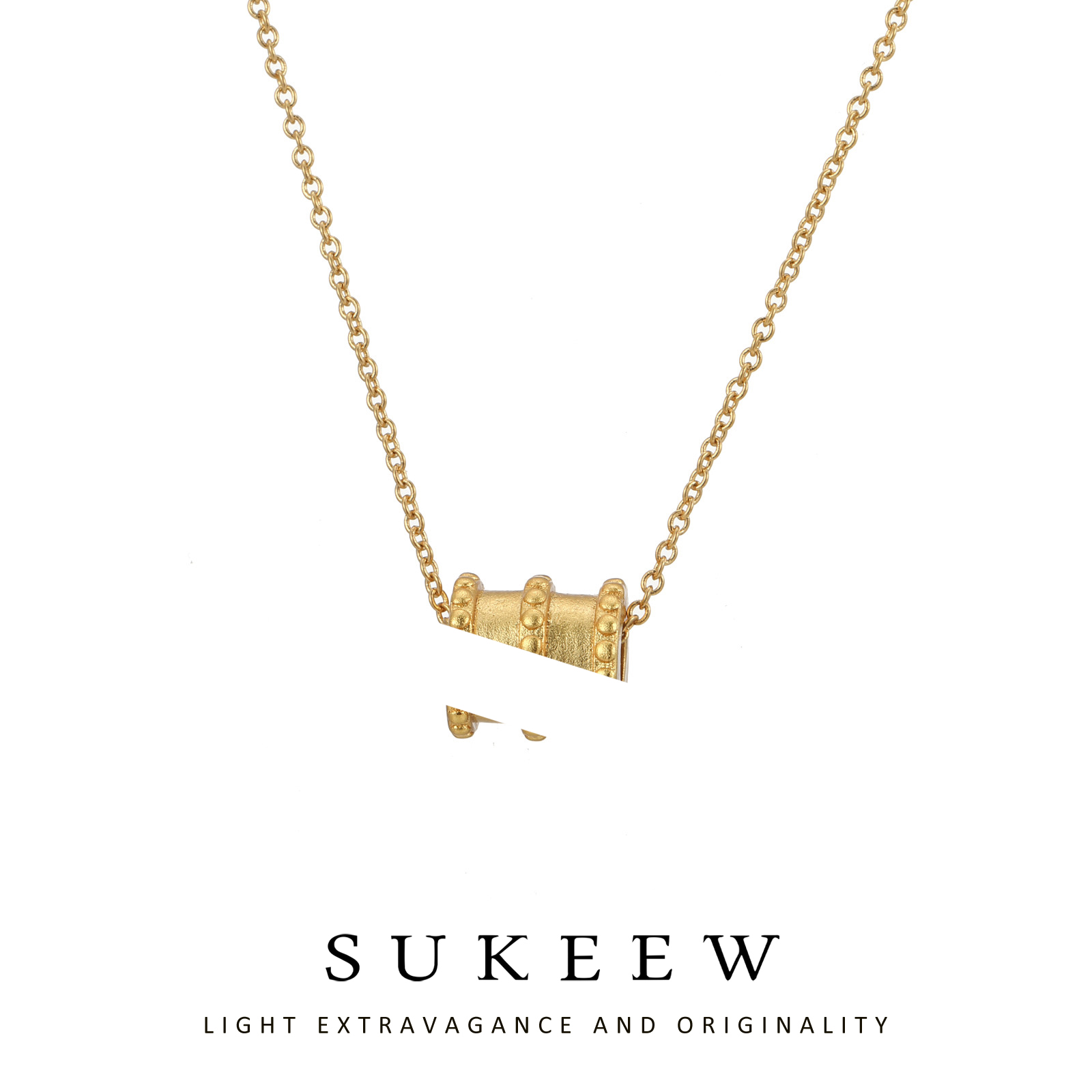 SUKEEW/酥可 铜合金项链中式雾面蛮腰时尚吊坠项链121613五金女孩