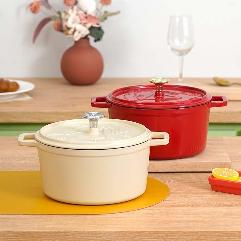 YANZAO/焱造珐琅锅 22口径boilboil三兔共耳炖锅铸铁锅